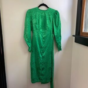 Green silk Zara dress with tags
